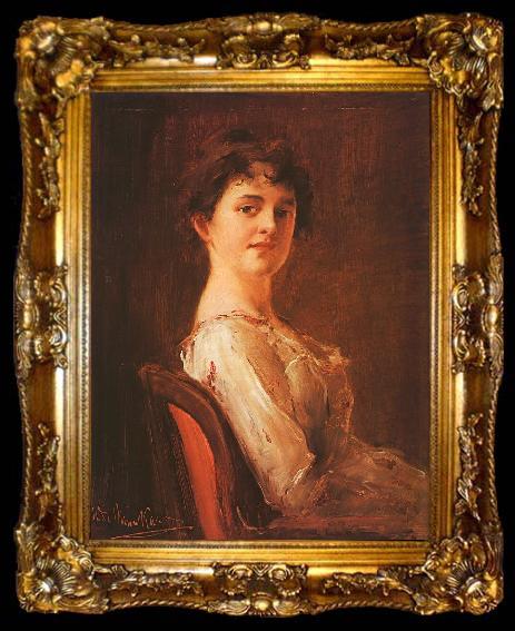 framed  Mihaly Munkacsy Portrait of a Woman, ta009-2